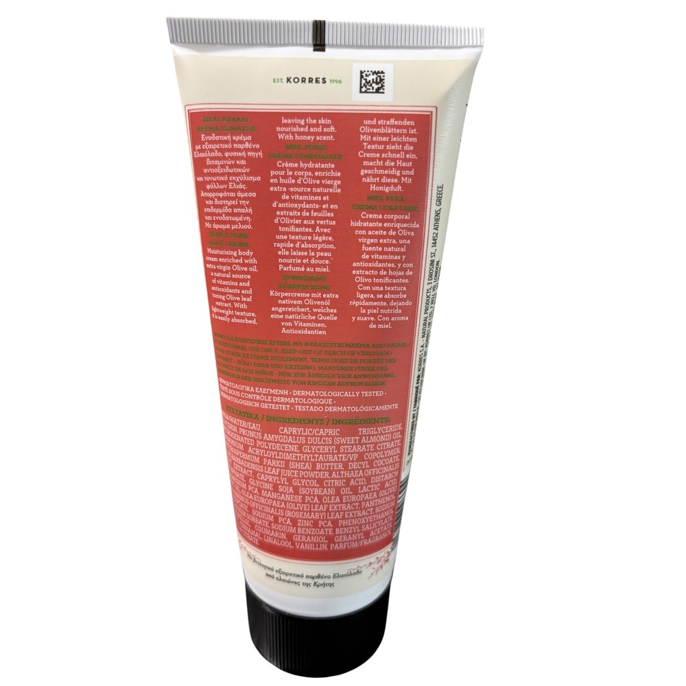 NEW‎ KORRES Pure Greek Olive Body Cream- Honey Pear 200ml - Picture 2 of 3